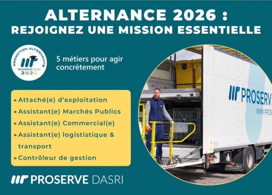 Alternance 2026 - postes ouverts chez Proserve DASRI